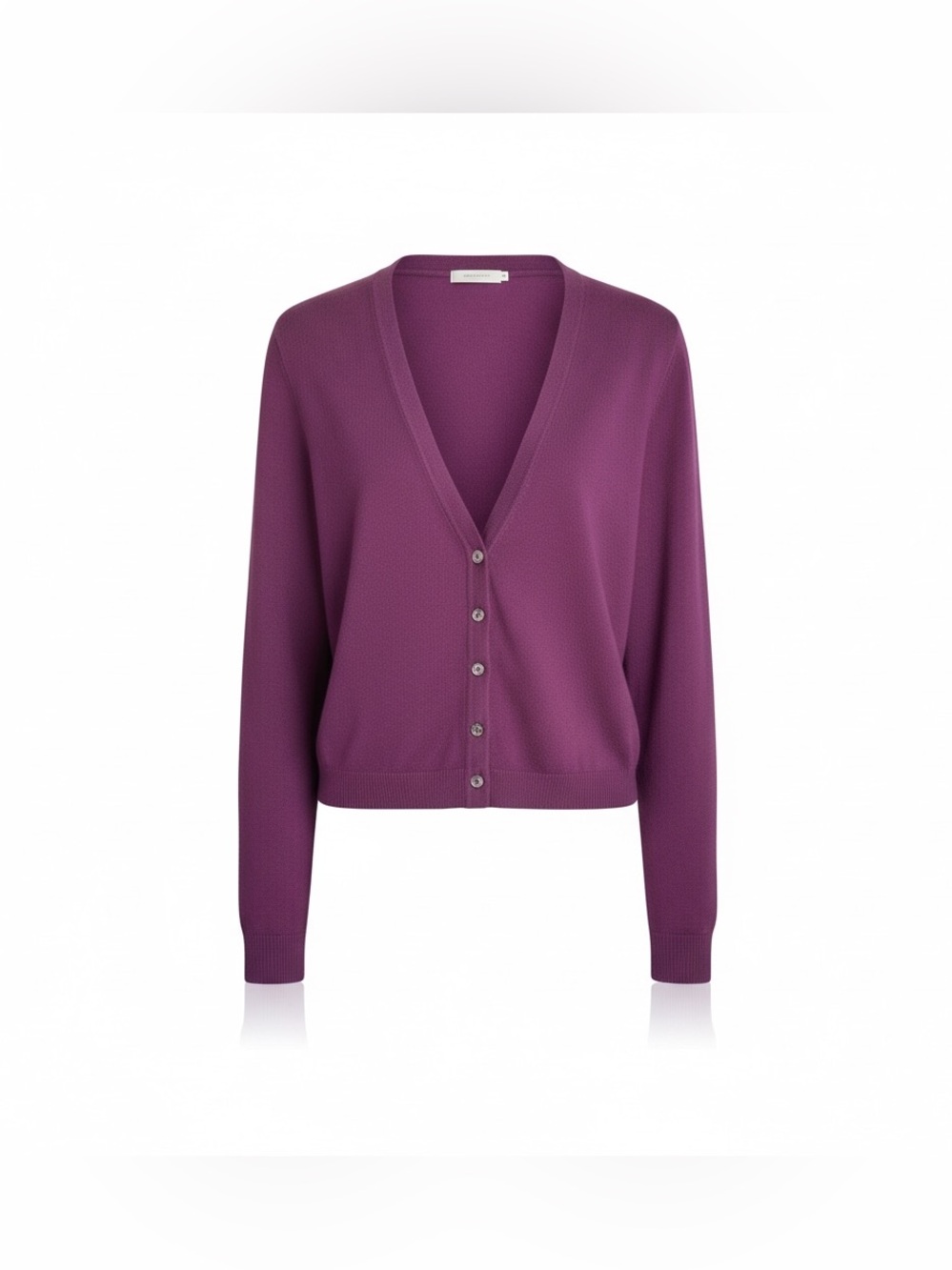 Boden Plum V-Neck Button Front Crop Cardigan